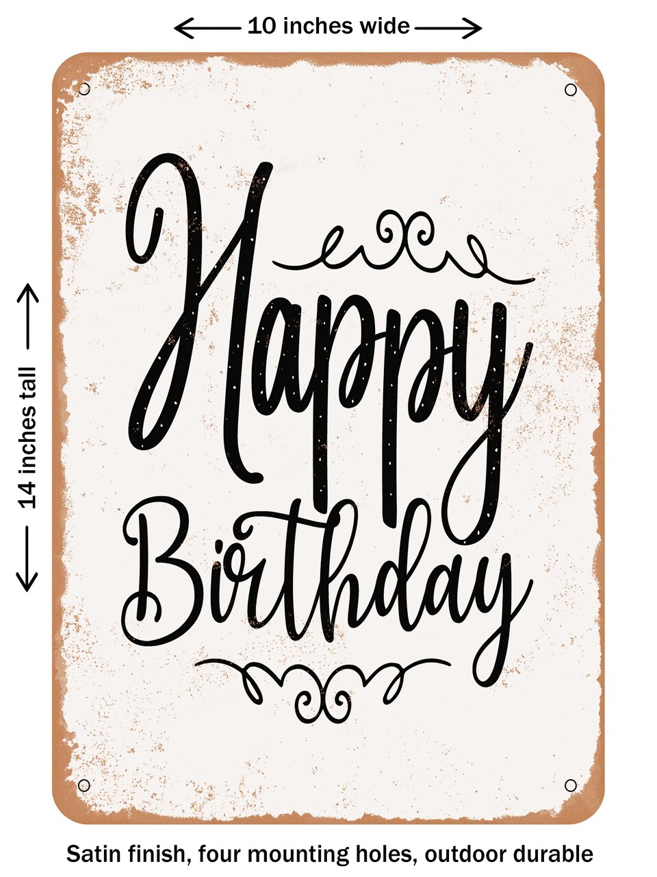 DECORATIVE METAL SIGN - Happy Birthday - 2 - Vintage Rusty Look